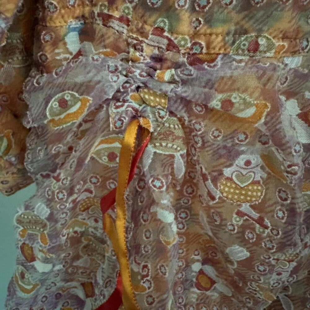 VTG Oilily Orange Robot Space Baseball Flannel Dress Artsy Whimsy Euro 98 / 3 - Picture 4 of 8